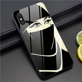 Pentru iPhone 6 Caz arab Hijab Fata Sticlă Călită Telefon Acoperă pentru iPhone 6 Plus Capac Spate Coque