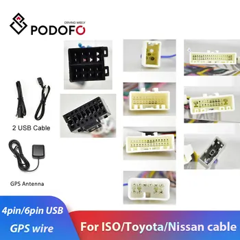 Podofo 2 Din Masina radio Player Multimedia Universale Accesorii Adaptor Conector Plug Cablu pentru VW Nissian Toyota Fir USB
