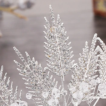 Culoare argintie Ramură de Copac Stras de Cristal Diadema Mireasa Diademe și Coroane de Mireasa Frizură Mireasa Bijuterii de Păr Ornamente JL