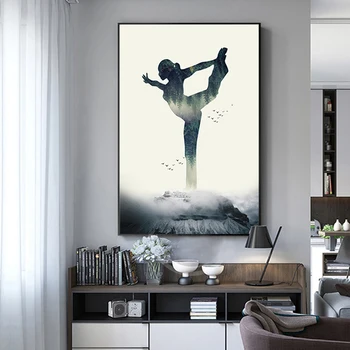 Femeie Yoga Forest Panza Poster De Perete Printuri De Arta Minimalist Geometrice Pictura Nordică Decorațiuni Interioare Poze