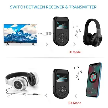 Bluetooth Audio 5.0 Receptor Transmițător cu Display LCD Mic Handfrees de Asteptare 3.5 mm AUX Stereo Wireless Adapter