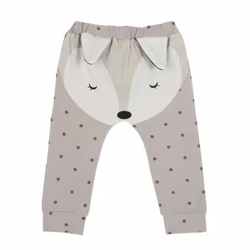 Moda Fată Băiat Pantaloni pentru Copii 3D Fox Model Drăguț PP Harem Pantaloni Lungi din Bumbac Gri Întunecat Albastru pentru Sugari Îmbrăcăminte pentru Copii 9M-24M