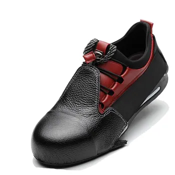 1pair Pantofi de protecție Acoperă Om Lucrările de Protecție rezistente la Uzură Piele bombeu metalic Respirabil Anti-sparge Elastic Negru Pantof Acoperi