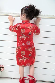 2020 Qipao Trei Sfert Fata de Copil Rochie de Vară copil haine Florale Cheongsams Cadou de Anul Nou Tradițional de Îmbrăcăminte din China
