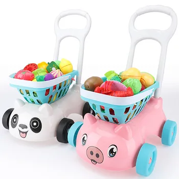 Pentru copii Coș de Cumpărături de Jucării Simulare Supermarket Taie Fructe Legume Jucarii Carucior Jucarii Casă de Joacă Jucării de Ziua de nastere Prezent