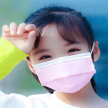 3Ply Roz de unica folosinta Masca de Fata Pentru Copii Anti-Poluare Respirabil Non-Țesute Tesatura de Bumbac Masca Cu Clema pentru Sugari Acoperi Gura