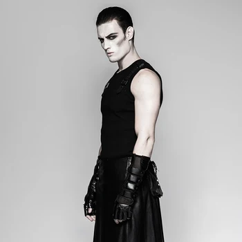 Moda Gotic PU din piele manusi Punk Mănuși Lungi Rock Iarna Degete Casual Tactice Mănuși Mănuși de Piele Neagră
