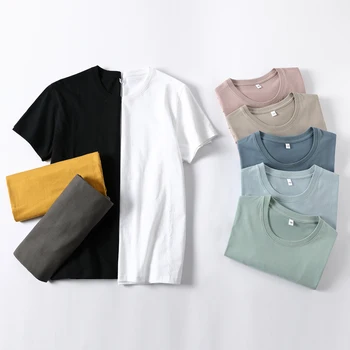 Tricou Unisex Barbati Fals Două Piese T-shirt Bumbac Culori Solide Tricou pentru Femei de Moda Casual, cu Maneci Scurte Topuri Tricou Bottom