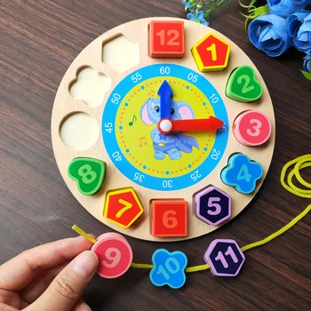 Montessori din Lemn Ceas Digital Jucărie Colorat Conta Formă Geometrică Potrivite Jucarii pentru Copii de Educație Timpurie Preșcolară Predare jucărie