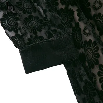 LD LINDA DELLA Designer de Moda Toamna Femei Vintage Rochie Mini din Dantela Neagra Broderie Mozaic cu Centură O Linie Rochie Scurtă