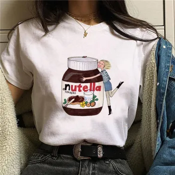 Nutella Kawaii Print T Camasa pentru Femei 90 Harajuku Ullzang Moda T-shirt Grafica de Desene animate Drăguț Tricou Stil coreean de Top Teuri de sex Feminin