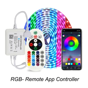 RGB benzi cu led-uri 5050 IP67 rezistent la apa AC220V rgb lumini 60leds/m SMD 5050 Cu Wireless Bluetooth App Controller plug de iluminat cu led