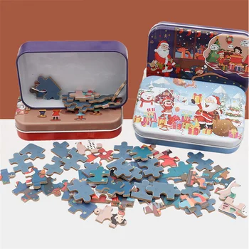 Crăciun fericit Jucării 60 Pcs Puzzle de Anul Nou Decor 2021 Copii Cadouri de Craciun Decoratiuni pentru Casa Xmas Navidad Decor Acasă Kerst