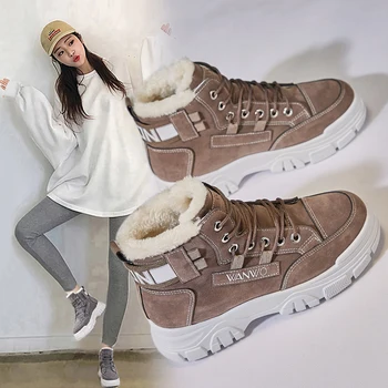 Retro Cizme De Iarna 2020 Nou Pantofi Pentru Femei La Modă De Înaltă Top Adidasi Platforma Cizme De Zapada Blana De Pluș Pantofi Casual Femei Botas De Mujer