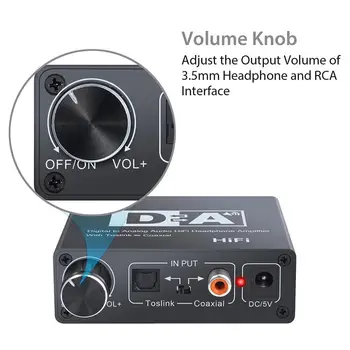 192KHZ Digital Toslink Optic Coaxial Pentru Audio Analogic Convertor Adaptor L/R RCA Adaptor Audio HiFi Stereo Căști Amplificator