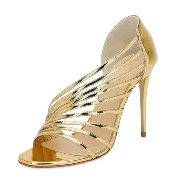 2020 Aur Petrecere Subțire Sandale cu Toc Femei Elegante Tocuri cui cu Toc Glezna Curea Sandale Peep Toe Pantofi de Vara pentru Femeie TL-A0313