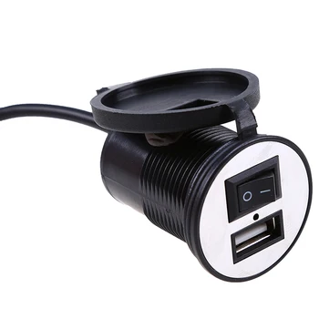 Black Dual USB Încărcător Adaptor de Alimentare rezistent la apa Încărcător Adaptor de Alimentare cu Comutator Scuter Bicicleta Camion Motocicleta Electrica Auto GPS