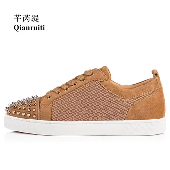 Qianruiti 2019 Primăvară de sex Masculin Respirabil Nit Pantofi Spike Adidași de Moda Rotund Toe Dantela-up Bărbați Pista Trend Pantofi Casual
