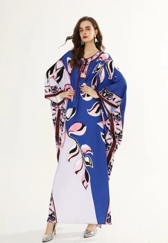 Femei Pista Rochii de Gât O Batwing Mâneci Florale Imprimate Vrac Design Elegant Maxi Lung Rochii Casual