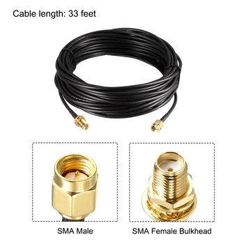 Uxcell 2 buc SMA Cablu de Extensie SMA tată să-SMA Female, Antenă Cablu Coaxial RG174 pentru Ham Radio, Dispozitivele LAN fără Fir 33 ft
