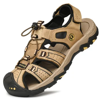Vara sandale barbati non-alunecare pantofi respirabil pantofi confortabili pantofi de piele de Vacă moale si rezistent la uzura unic