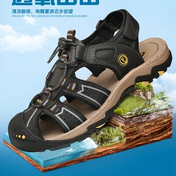Vara sandale barbati non-alunecare pantofi respirabil pantofi confortabili pantofi de piele de Vacă moale si rezistent la uzura unic