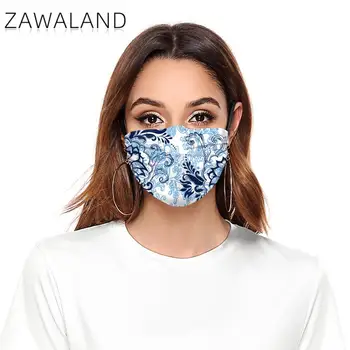 Zawaland Unisex Moda Măști Blue Print Masca Reutilizabile Tesatura Gura Masca Dovada Praf Gura-mufla Adult Protectie UV Masca de fata