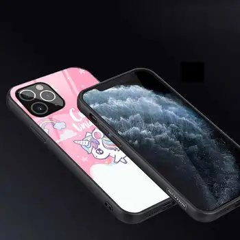 Pentru iPhone 11 12 Pro Max Mini XR XS X 8 7 6 6S Plus SE 2020 Caz UNICORN desene animate Sticla Moale Cadru Capac Spate Coque Capa