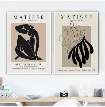 Henri Matisse Pictura Abstracta Minim Ilustrare Arta De Perete Panza Printuri Vintage Bej Poze De Perete Decor Acasă