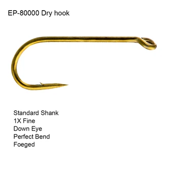 Eupheng 100buc EP-80000 #22 Uscat de Pescuit Cârlig Standard Coadă de Ochi 1X Bine Cârlig Perfect Îndoiți Forjate Zbura de Pescuit Cârlig