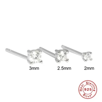 Aide 3PCs/set Argint 925 Clar Zircon Cercei Stud Minimalist cu Patru gheare Diamant Stras Cercei Bijuterii 2/2.5/3mm