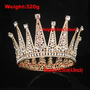 Vintage Cristal Regina King Tiara Coroana De Diademă De Mireasă Diadema De Nunta Bijuterii De Păr Accesorii Femei Concurs De Ornamente De Păr