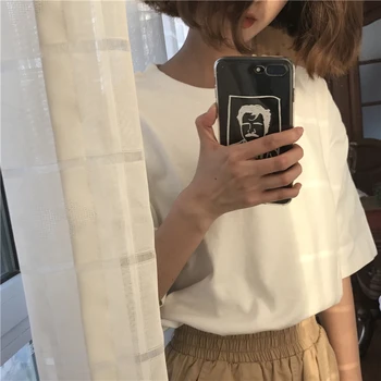 YouGeMan Harajuku Îmbrăcăminte 2020 Primavara-Vara Femei tricou Top coreean Ulzzang Epocă Solid Short Sleeve T-shirt Femei Tricou
