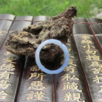 Naturale agat deget inelul de sex masculin și de sex feminin de canabis fâșii subțiri de veritabil inel de jad. jad albastru calcedonie