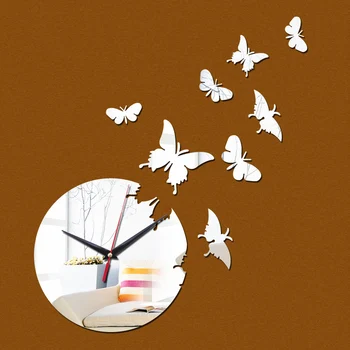 Vânzare directă 2019 Acrilice Cuarț ceasuri de perete butterfly oglindă ceasuri Moderne 3d acasă decorare diy ceas cadou