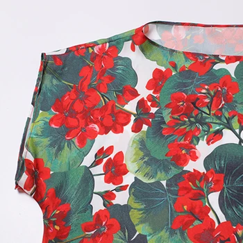 En-gros de High Street Design Pierde T-shirt Femei Slash Gât 2020 Vacanță de Vară în Stil Milano Runway Print Floral Topuri Casual