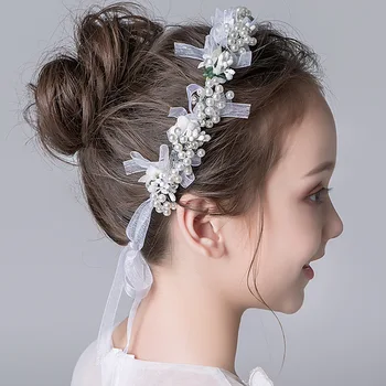 Ghirlanda frizură pentru copii Mori de sex feminin alb lăptos cap de floare frumoase flori lucrate manual fată accesorii