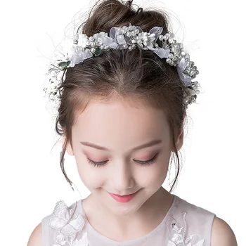 Ghirlanda frizură pentru copii Mori de sex feminin alb lăptos cap de floare frumoase flori lucrate manual fată accesorii