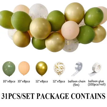 31Pcs Retro Fasole Verde Avocado Baloane Latex Ghirlanda Arc Lanț Kit Ziua de naștere Petrecere de Nunta, Decoratiuni, Globuri Îndrăgostiților 2021