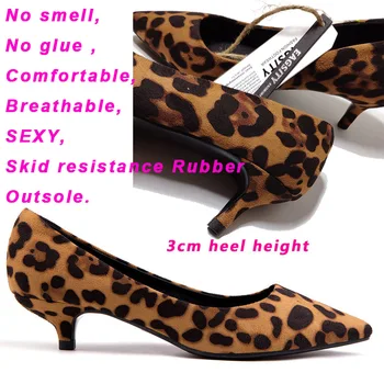 Piele de căprioară Sexy leopard pantofi femei pisicuță tocuri ascuțite toe doamnelor pantofi cu toc pompe de birou carieră,petrecere,rochie,nunta,munca