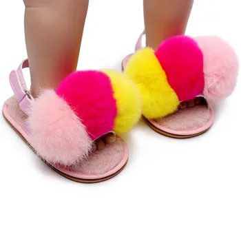 Blana de iepure copil papuci de Pluș mingea Papuci de casă moale, confortabil pentru Copii Fete Pantofi pentru Sugari Copil Firstwalkers Mocasini Pantofi pentru Copii