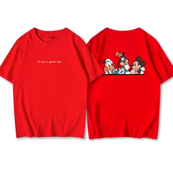 Disney Chic Înapoi Goofy, Mickey Mouse, Donald Duck Desene Animate De Imprimare O-Gât Pulover Cu Maneci Scurte T-Shirt Unisex Femei Tee Topuri 7 Culori