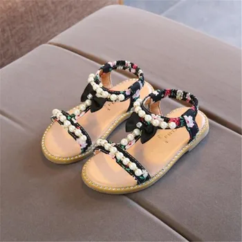 Vară Nouă Copii, Sandale Fete, Deget de la picior Deschis Pearl Princess Balet Non-alunecare Pantofi pentru Copii de Înaltă Calitate
