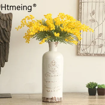 6 BUC Flori Artificiale Australia Salcam Galben Mimoză ramuri Spray de Mătase, Flori de Nunta de Plante Eveniment Partid Decor