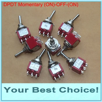 10buc/Lot DPDT 6Pins 3Position (PE)-OFF-(ON) Moment in Miniatura Basculant Toggle Switch,2A/250VAC,5A/125VAC