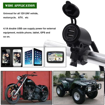 SOONHUA Incarcator Auto Motociclete ATV-uri Ghidon 4.2 Dual Incarcatoare USB Adaptor Cu Cablu Și Siguranța