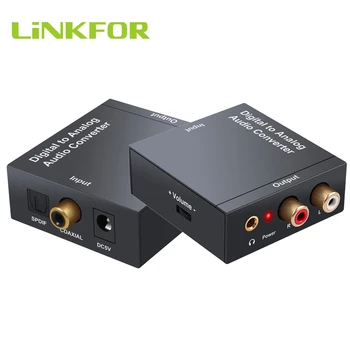 LiNKFOR 192kHz Digital la Analogic Convertor Audio Digital Coaxial pentru Analog RCA Stereo 3.5 mm Audio Adaptor Cu Control de Volum