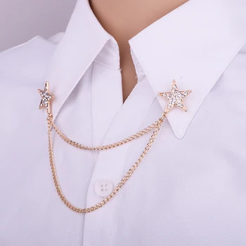 Moda Cristal Nou Pentagrama Steaua Ciucure Mini Broșă Pin pentru Costum Camasa Guler Ace și Broșe Insigna de Rever Bărbați Accesorii