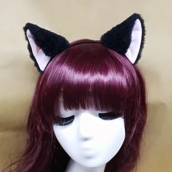 Noua Pisica Alb Cu Urechi Negre Articole Pentru Acoperirea Capului Hairhoop Menajera Lolita Cosplay Performanță Etapă De Recuzită Pentru Vacanta De Craciun Personalizate
