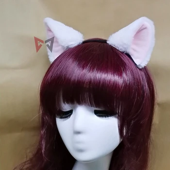 Noua Pisica Alb Cu Urechi Negre Articole Pentru Acoperirea Capului Hairhoop Menajera Lolita Cosplay Performanță Etapă De Recuzită Pentru Vacanta De Craciun Personalizate
